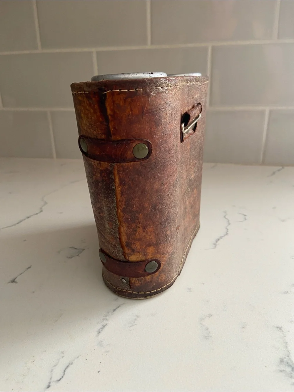 Vintage Skyline Schneider 7x35 Binoculars Germany Leather Case Working
